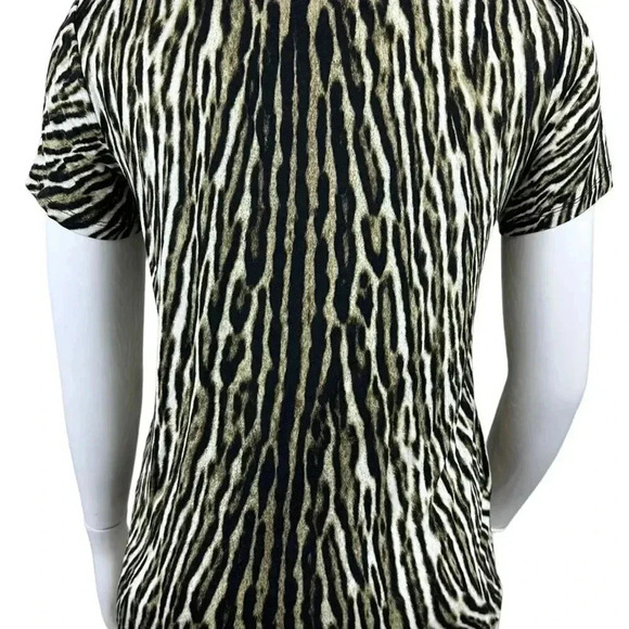 Michael Kors animal print short sleeve top it's gold studs size medium - Picture 4 of 9